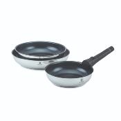 Set de 3 poêles inox amovible 20/24/28cm antiadhésif - "Réactif"