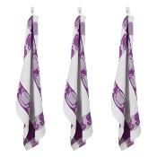 Lot de 3 torchons nid d'abeilles 50x70cm mauve -  "Carré" 