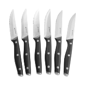 Set de 6 couteaux  steak en acier noir - "Vatel"
