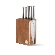 Bloc de 5 couteaux en acier argent - "Reflet Hex"