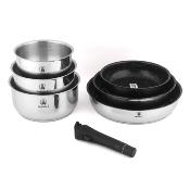 Set de 7 pièces inox amovible antiadhésif - "Réactif"