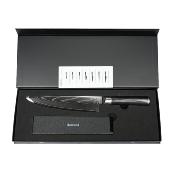 Couteau de chef noir damas 34cm avec étui - "Core"