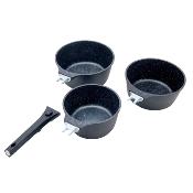 Set de 3 casseroles noir amovible 16/18/20cm - "Alizée"